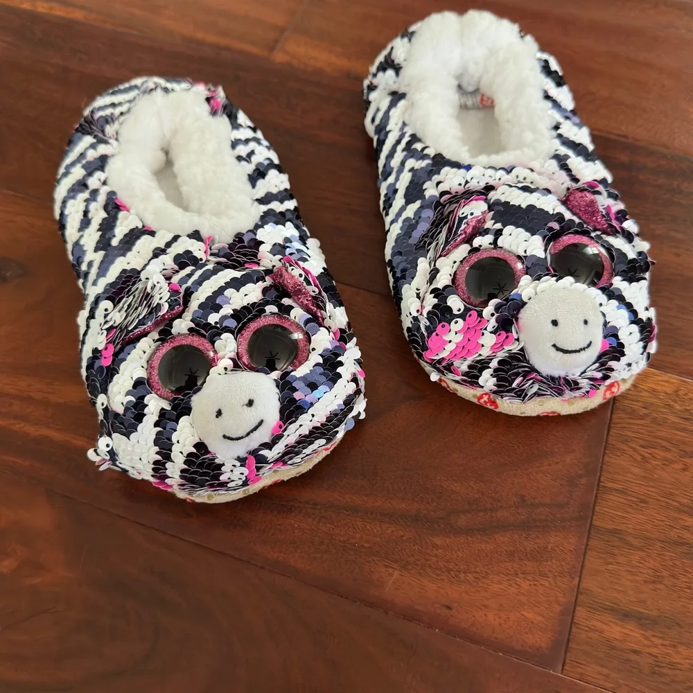 New TY beanie zebra slippers sz 4-6 - Picture 2 of 4